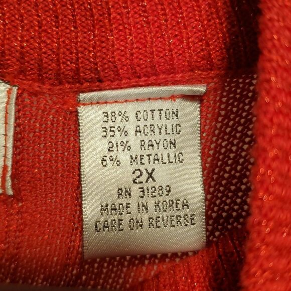 Baxter & Wells short sleeve plus size mockneck red sweater - Picture 5 of 6